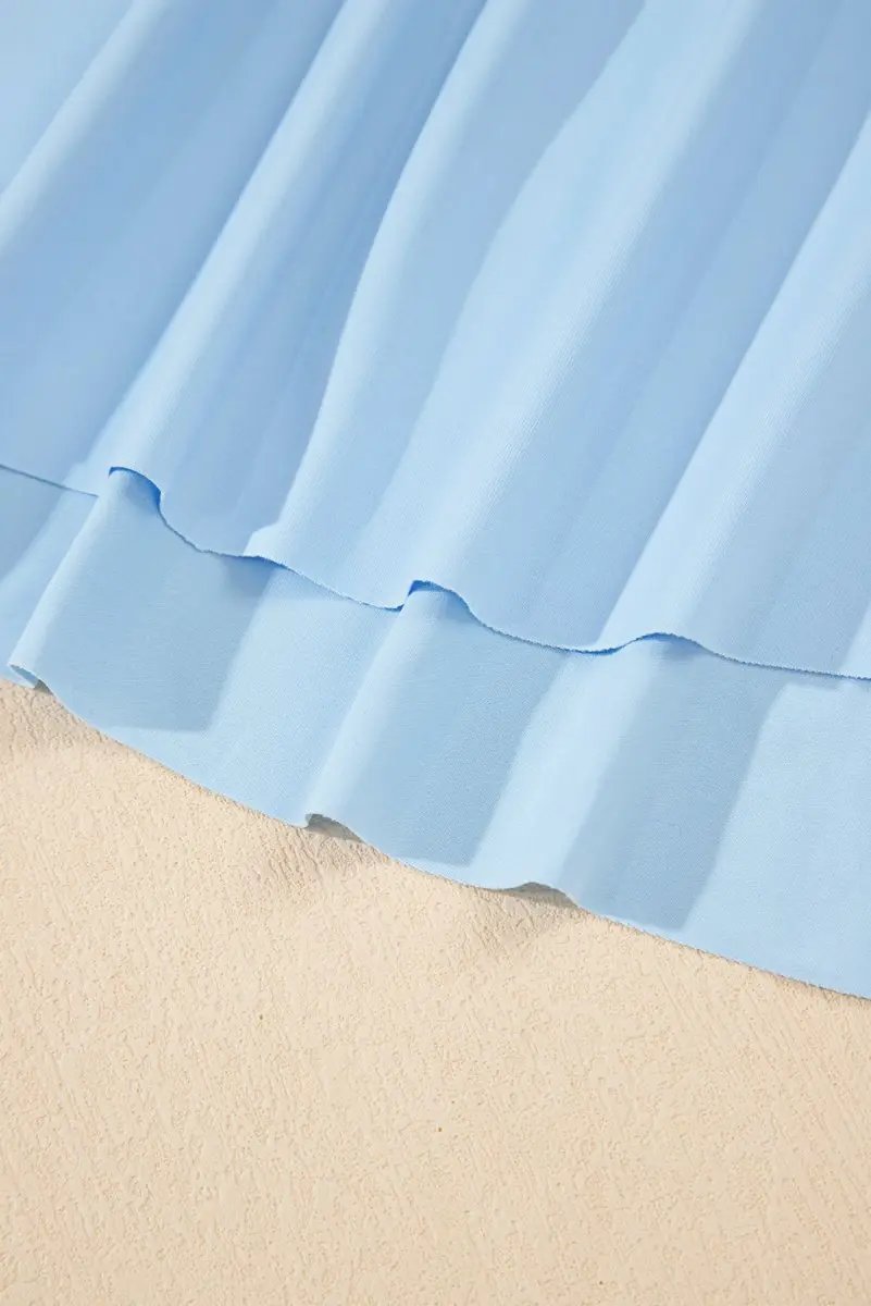 Sky Blue Drawstring High Waist Lined Tennis Skorts for Women - Love Salve